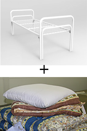 Кровать 1ярусная 70х190 для рабочих с постельными принадлежностями Эконом